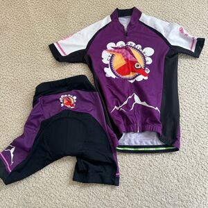 Purple Cycling Jersey and Shorts Set